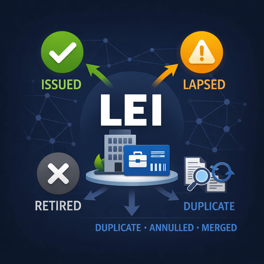 Article explaining why LEI status matters, including issued, lapsed, retired, and exception statuses in the LEI system